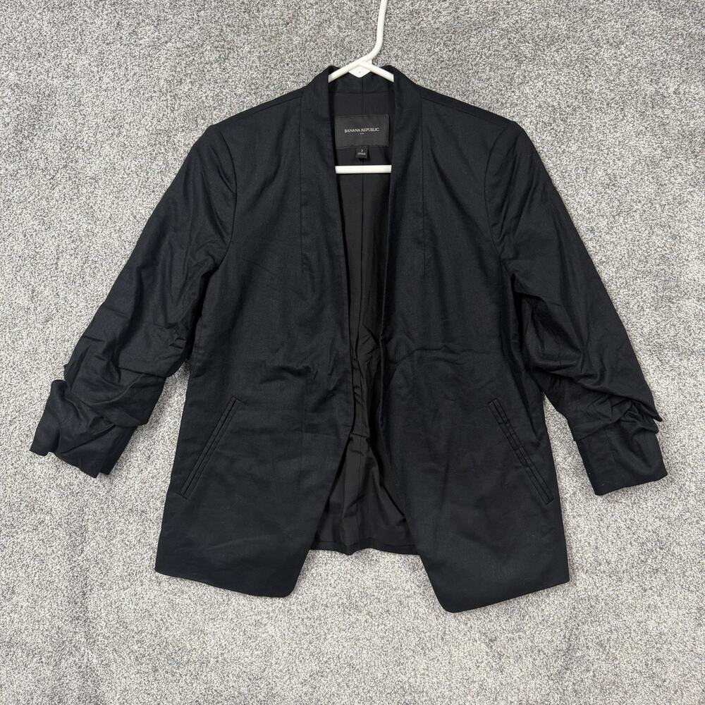 Banana Republic Blazer Womens Size 2 Black Minimalist Office Siren Old Money